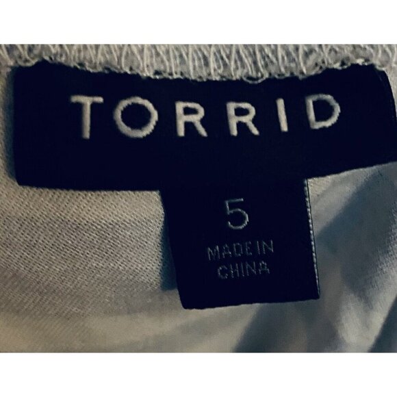 Torrid Top Womens 5X Blue White Striped Crop Off The Shoulder Beachy Boho - Picture 5 of 8